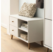 Šatní lavice se zásuvkami, úložnými přihrádkami a polštářem