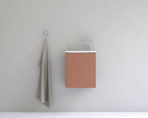 Nástěnná umyvadlová skříňka s baterií a ručníkem