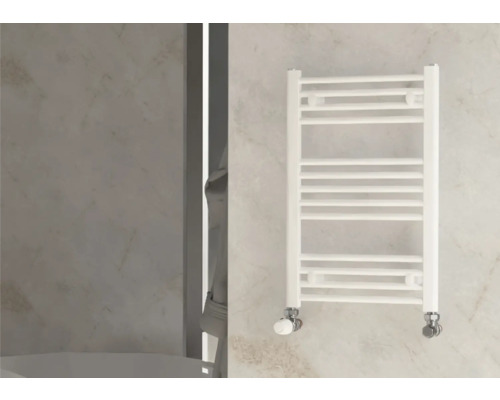 Designové topné těleso Rotheigner 700 x 450 x 30 mm připojení 1/2" dole oboustranně Bílý radiátor na ručníky v koupelně
