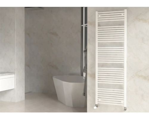 Designové topné těleso Rotheigner 1820 x 750 x 30 mm připojení 1/2" dole oboustranně Koupelna s vanou, umyvadlem a topným žebříkem na ručníky