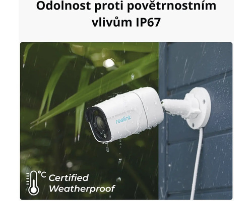 Nástěnná bezpečnostní kamera Reolink v dešti