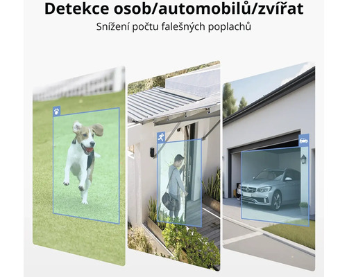 Detekce osob, automobilů a zvířat pro snížení počtu falešných poplachů