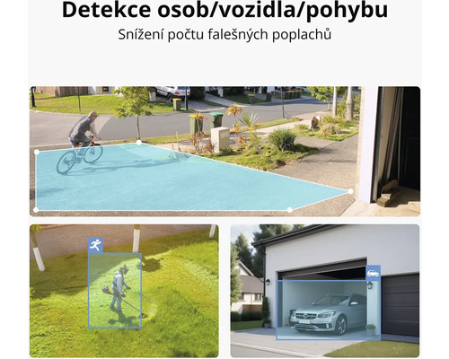Detekce osob, vozidel a pohybu pro snížení počtu falešných poplachů.