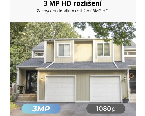 Porovnání obrazu mezi rozlišením 3 MP HD a 1080p rodinného domu