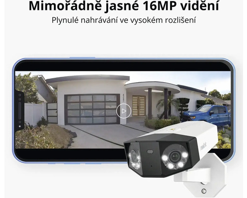 Bezpečnostní kamera s rozlišením 16MP v zobrazení smartphonu