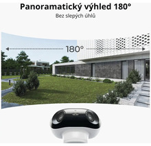 Bezpečnostní kamera s panoramatickým výhledem 180 stupňů na dům se zahradou