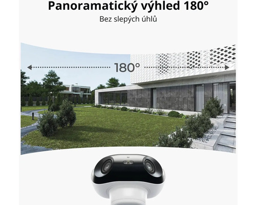 Bezpečnostní kamera s panoramatickým výhledem 180 stupňů na dům se zahradou