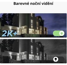 Ilustrace barevného nočního vidění a černobílého nočního vidění domu
