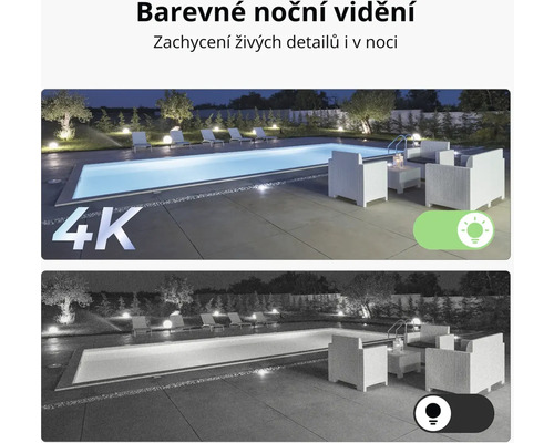 Ilustrace barevného nočního vidění ve srovnání s černobílým nočním viděním
