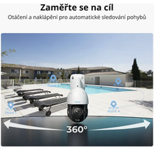 Bezpečnostní kamera s 360stupňovým zobrazením venku u bazénu.
