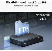 Reelink rekordér s SD kartou a symbolem složky FTP pro flexibilní možnosti ukládání