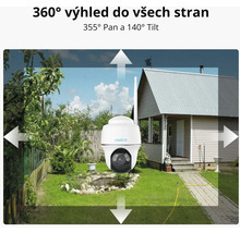 Reolink bezpečnostní kamera v zahradě s 360stupňovým zobrazením