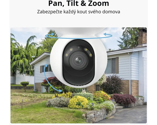 Bezpečnostní kamera s funkcí otáčení, naklánění a zoomu pro domácí monitorování