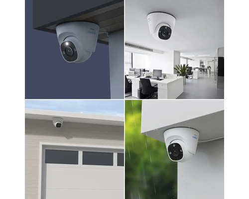 Koláž různých míst instalace bezpečnostní kamery Reolink