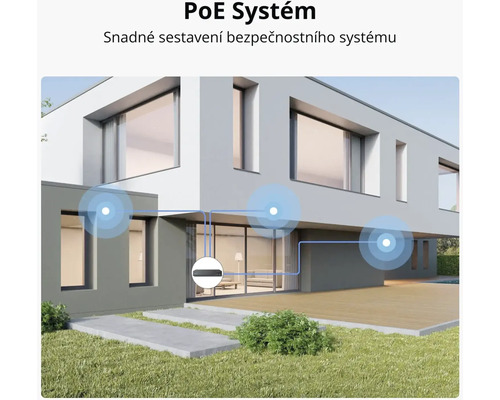 Systém PoE pro snadné nastavení zabezpečovacího systému na moderním domě.