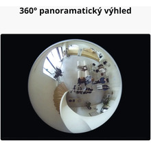 360stupňový panoramatický pohled na pokoj se schodištěm