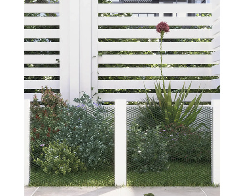 Zahradní scéna se zástěnou na ochranu soukromí, výsadbou a trávníkem