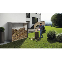 Přístřešek na dřevo Biohort WoodStock 230 plechový 229 x 102 x 199 cm šedý křemen metalický