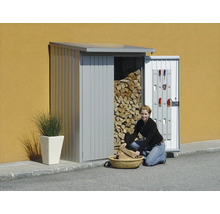 Přístřešek na dřevo Biohort WoodStock 150 plechový 157 x 102 x 199 cm stříbrný metalický