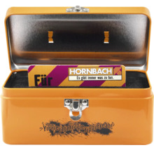 Otevřená oranžová bedna na nářadí s logem Hornbach