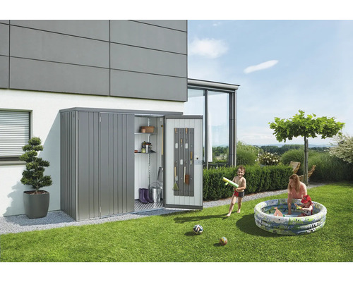 Zahradní skříň na nářadí Biohort 230 plechová 227 x 83 x 182,5 cm stříbrná metalická Zahradní skříň na nářadí Biohort 230 plechová 227 x 83 x 182,5 cm stříbrná metalická