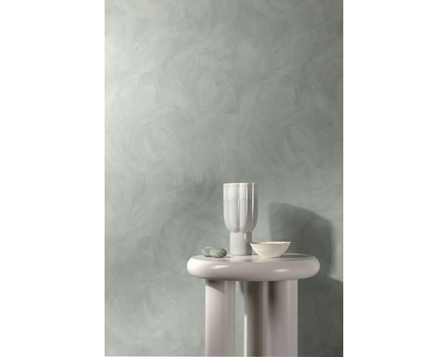 Nástěnná dekorace s technikou špachtle, stůl s dekorací