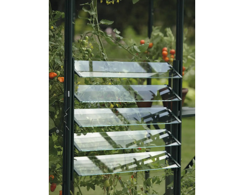 Skleníkové okno s žaluziemi pro větrání