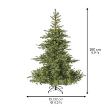 Umělý vánoční stromek o výšce 180 cm a průměru 132 cm.