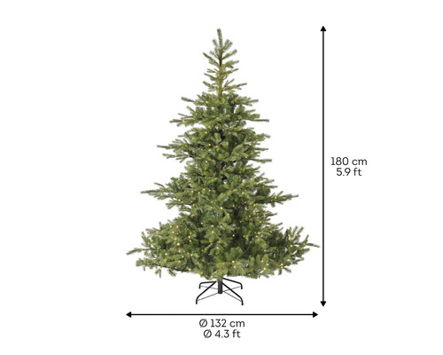 Umělý vánoční stromek o výšce 180 cm a průměru 132 cm.