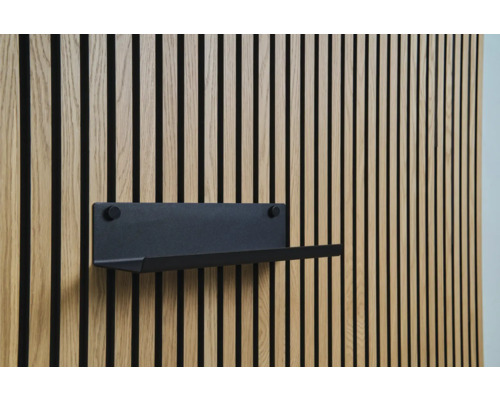 Sonava Function police široká malá 380 x 90 x 140 mm Černá police na dřevěné obložené stěně