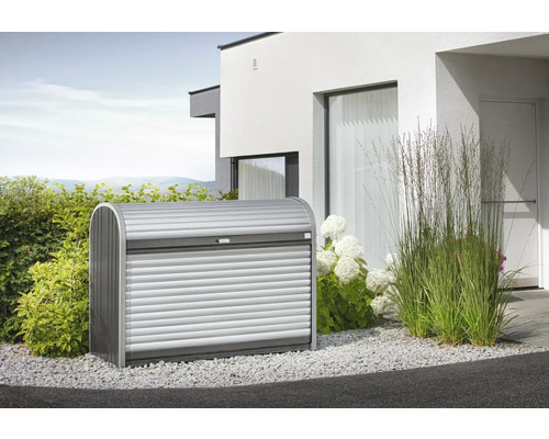 Přístřešek na popelnice Biohort StoreMax 160 plechový 163 x 78 x 120 cm šedý křemen metalický