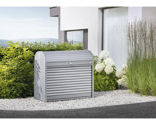 Přístřešek na popelnice Biohort StoreMax 120 plechový 117 x 73 x 109 cm stříbrný metalický