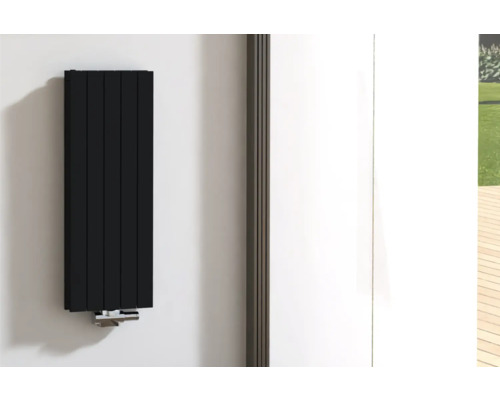Designové topné těleso ROTHEIGNER 1000 x 366 x 72 mm připojení 1 dole uprostřed Černý radiátor na zdi s trubkovým připojením