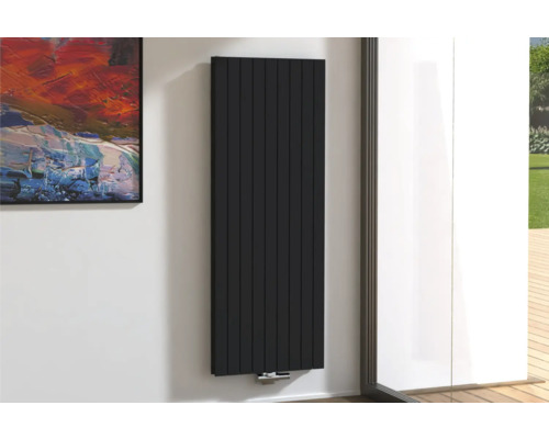 Designové topné těleso ROTHEIGNER 1800 x 662 x 72 mm připojení 1 dole uprostřed Vertikální radiátor pro montáž na stěnu v obývacím pokoji s uměleckým dílem