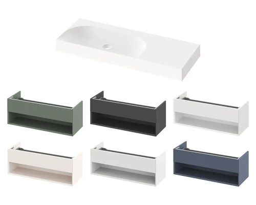 Umyvadlová deska a skříňky pod umyvadlo v různých provedeních