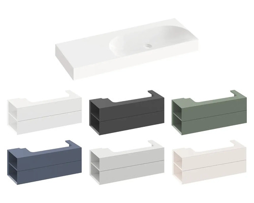 Umyvadlo a různé umyvadlové skříňky pro návrh koupelny