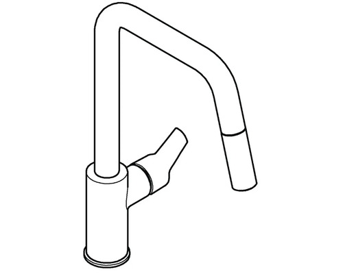 Náčrt kuchyňské baterie s vysokým výtokem