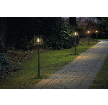 Osvětlená zahradní cesta se solárními světly večer
