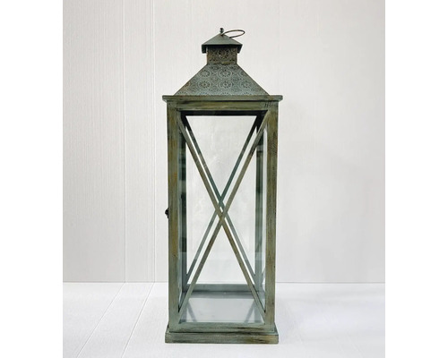 Dekorativní lucerna na svíčku ze dřeva a skla