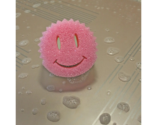 Růžová mycí houba s obličejem