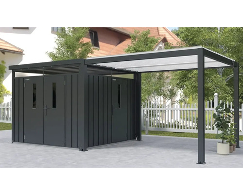 Zahradní domek s přístřeškem ve venkovním prostředí