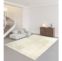 Obývací pokoj s kobercem, pohovkou, komodou a točitým schodištěm