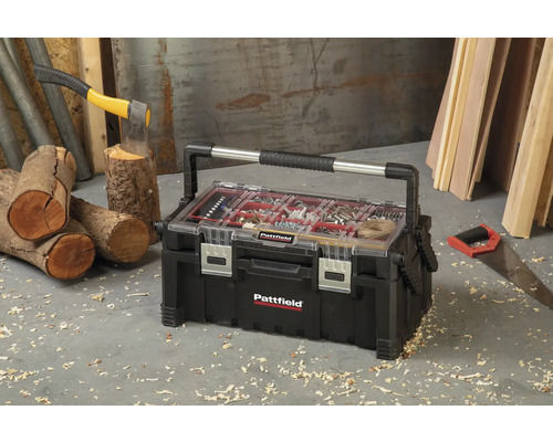 Kufr na nářadí Pattfield s nářadím, sekerou a pilou