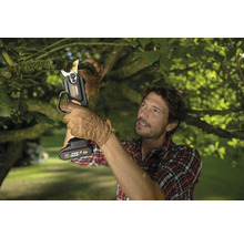 Muž stříhá větev akumulátorovými nůžkami na větve Worx Nitro.