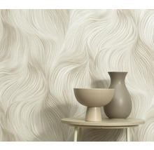 Dekorativní tapeta s tekutým vzorem a dvěma vázami na stole