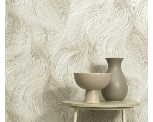 Dekorativní tapeta s tekutým vzorem a dvěma vázami na stole