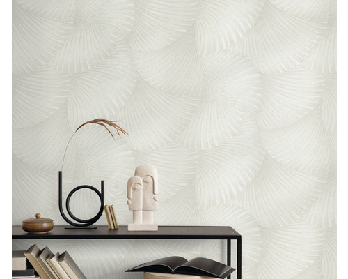 Dekorativní tapeta s motivem vějíře ve světlém odstínu