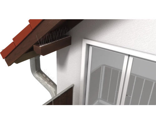 Sadu hrotů proti ptákům Home Protect 4 x 50 cm Hroty proti holubům instalované na střeše a okapu