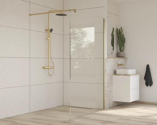 Koupelna se sprchovou zástěnou, sprchovou armaturou a umyvadlem