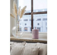 Dekorativní scéna s vázou, okrasnou trávou a čističkou vzduchu na okenním parapetu